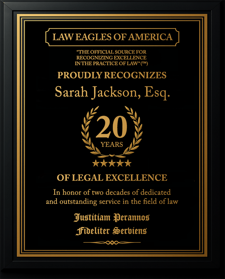 Gold Custom Anniversary Recognition Plaque - Law Eagles of America