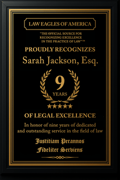 Gold Custom Anniversary Recognition Plaque - Law Eagles of America
