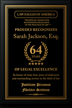 Gold Custom Anniversary Recognition Plaque - Law Eagles of America
